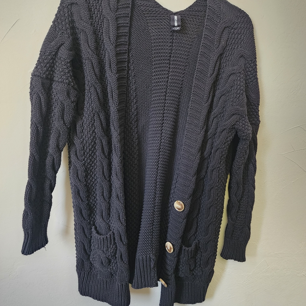 Agnes & Dora Classic Black Knit Cardigan Size Small